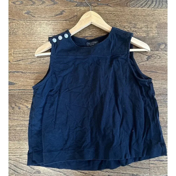 Rag Bone Women's Black Crew Neck Sleeveless Oversize tank top Size XS 1044 - Picture 3 of 9